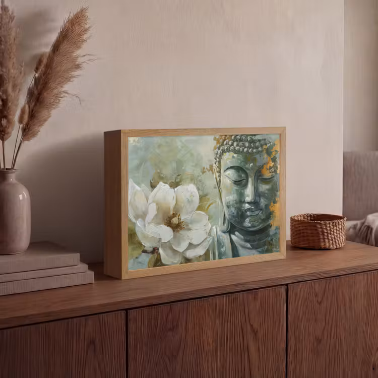 Lightbox - Wandlamp - Boeddha - Groen - Lotusbloem - Wit — 4