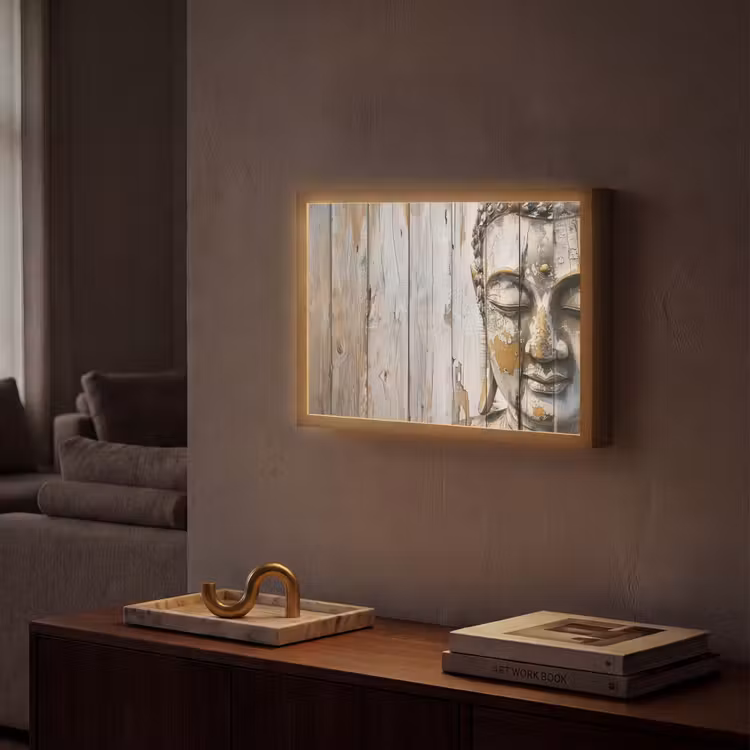 Lightbox - Wandlamp - Boeddha - Houtlook - Modern - Industrieel — 2