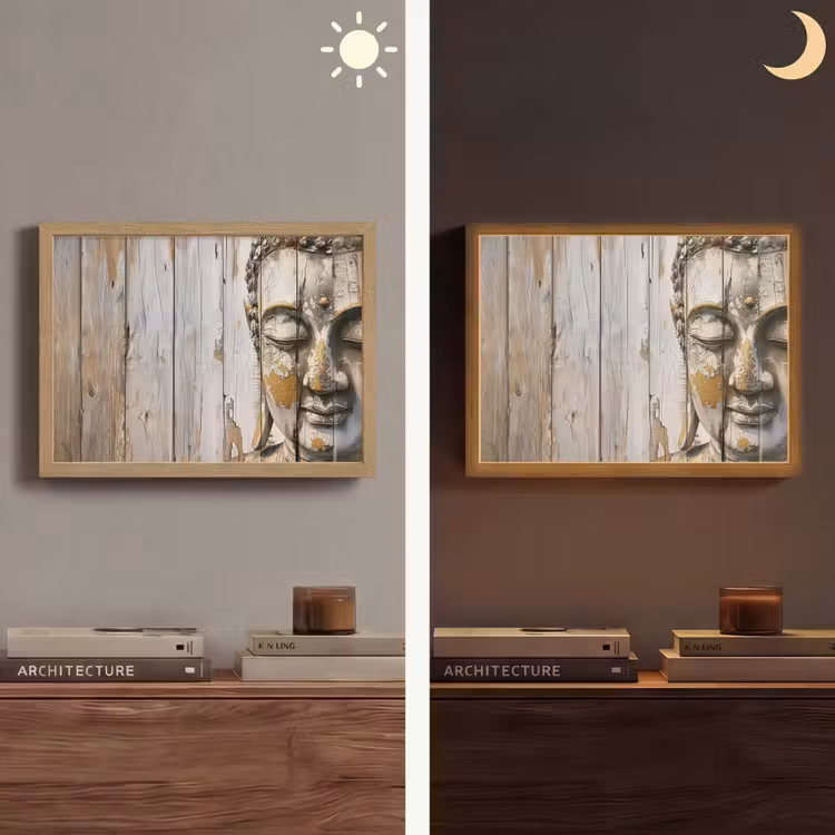 Lightbox - Wandlamp - Boeddha - Houtlook - Modern - Industrieel — 6