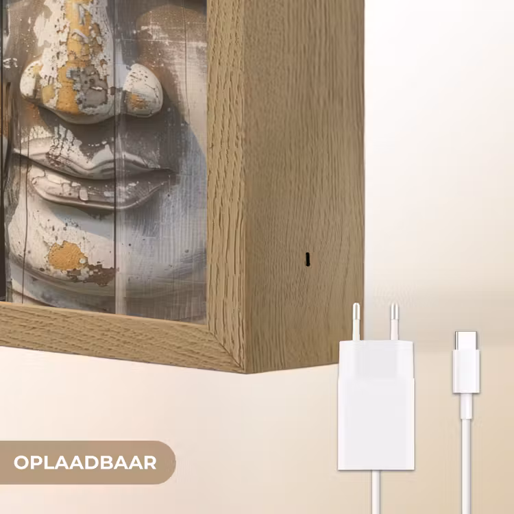 Lightbox - Wandlamp - Boeddha - Houtlook - Modern - Industrieel — 7