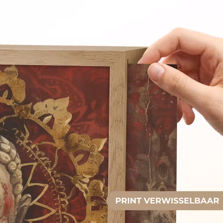 Lightbox - Wandlamp - Boeddha - Mandala - Bloem - Rood - Goud - Zen — 5