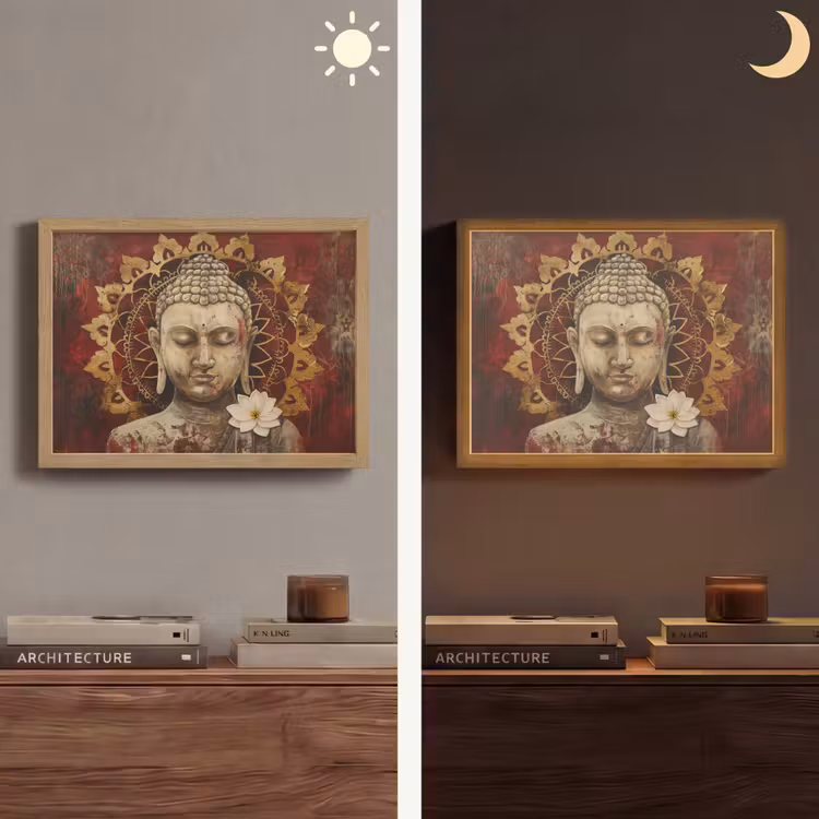Lightbox - Wandlamp - Boeddha - Mandala - Bloem - Rood - Goud - Zen — 6