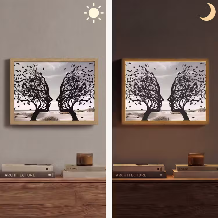 Lightbox - Wandlamp - Bomen - Gezicht - Bladeren - Moderne kunst — 6