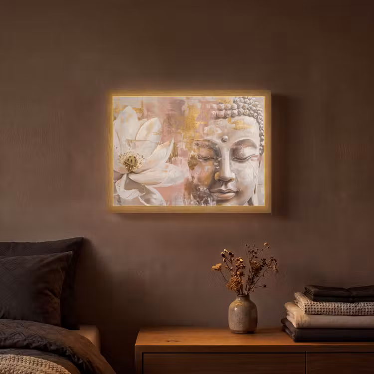 Lightbox - Wandlamp - Buddha - Bloem - Goud - Roze - Abstract — 3