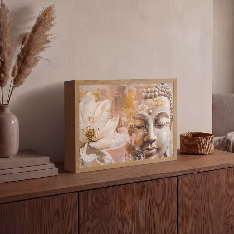 Lightbox - Wandlamp - Buddha - Bloem - Goud - Roze - Abstract — 4