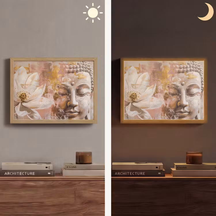 Lightbox - Wandlamp - Buddha - Bloem - Goud - Roze - Abstract — 6