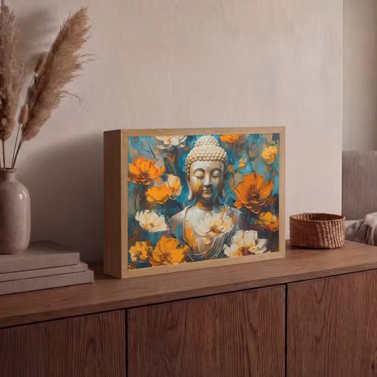 Lightbox - Wandlamp - Buddha - Bloemen - Kleurrijk - Modern — 4