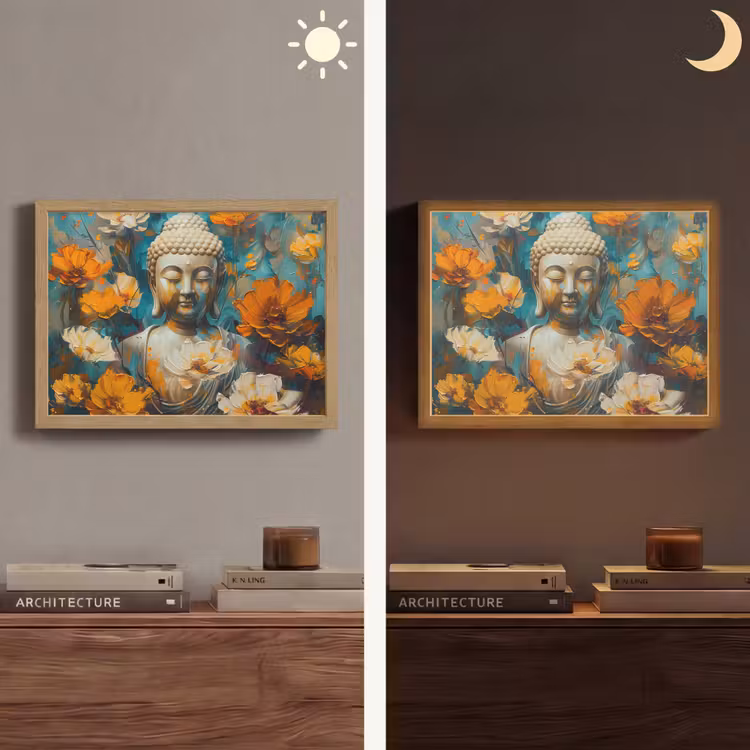 Lightbox - Wandlamp - Buddha - Bloemen - Kleurrijk - Modern — 6