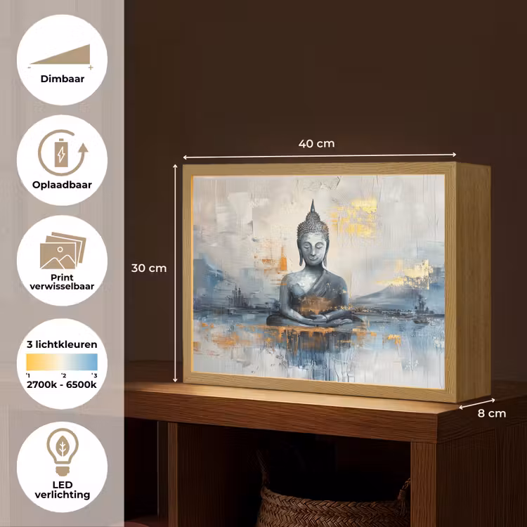 Lightbox - Wandlamp - Buddha - Goud - Abstract - Modern — 10