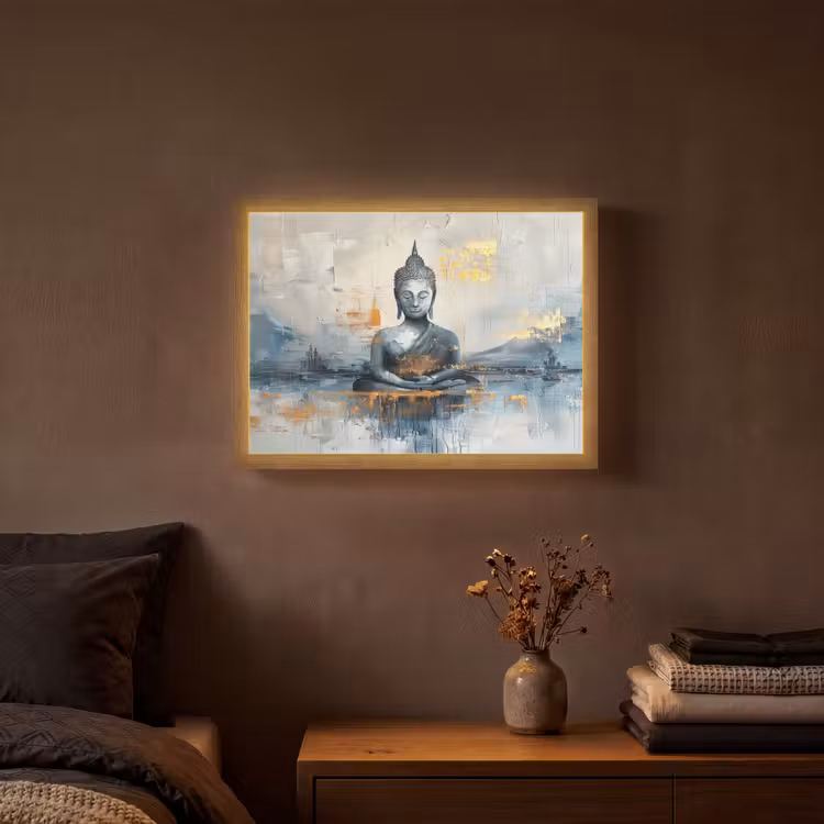 Lightbox - Wandlamp - Buddha - Goud - Abstract - Modern — 3