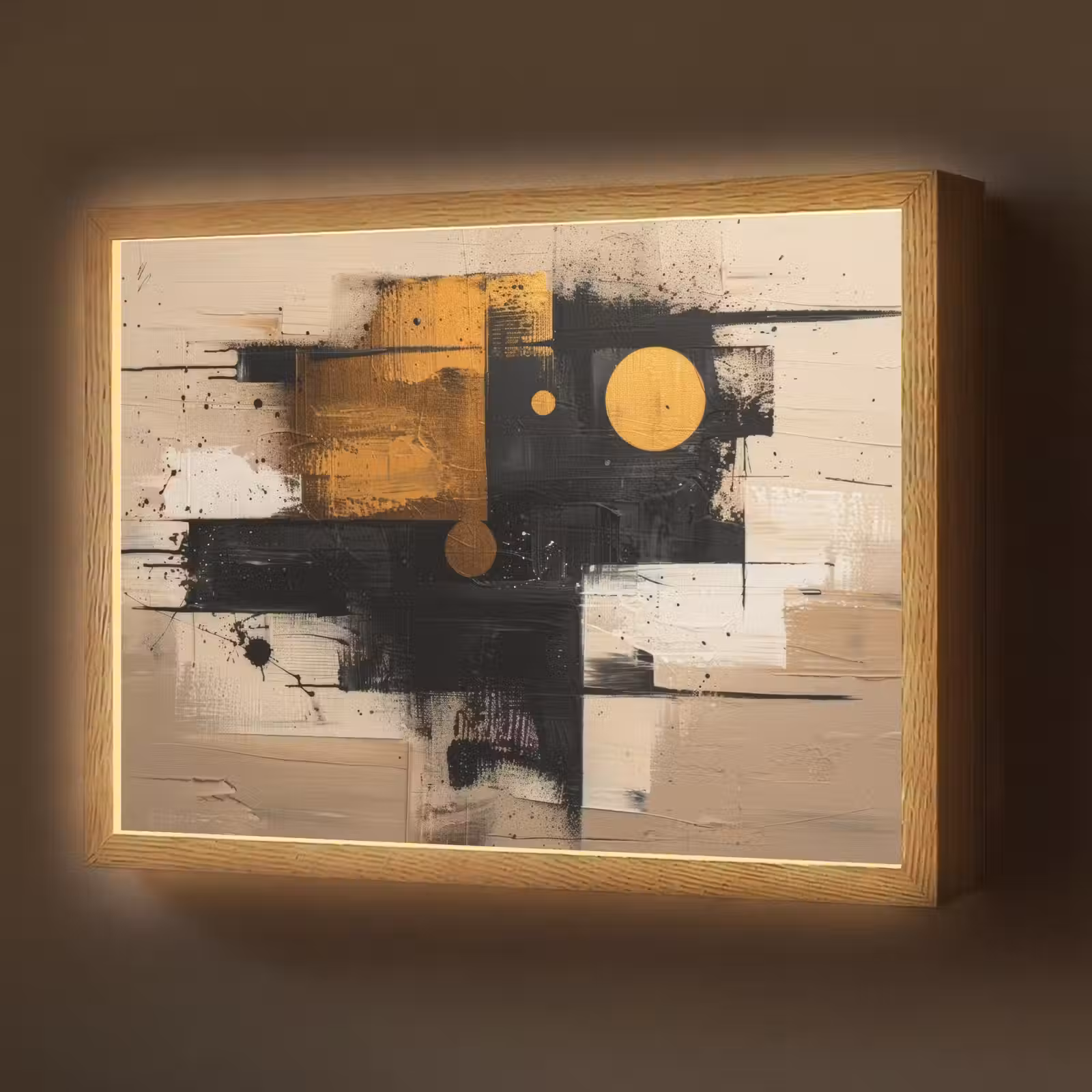 Lightbox - Wandlamp - Abstract - Zwart - Goud - Modern — 1