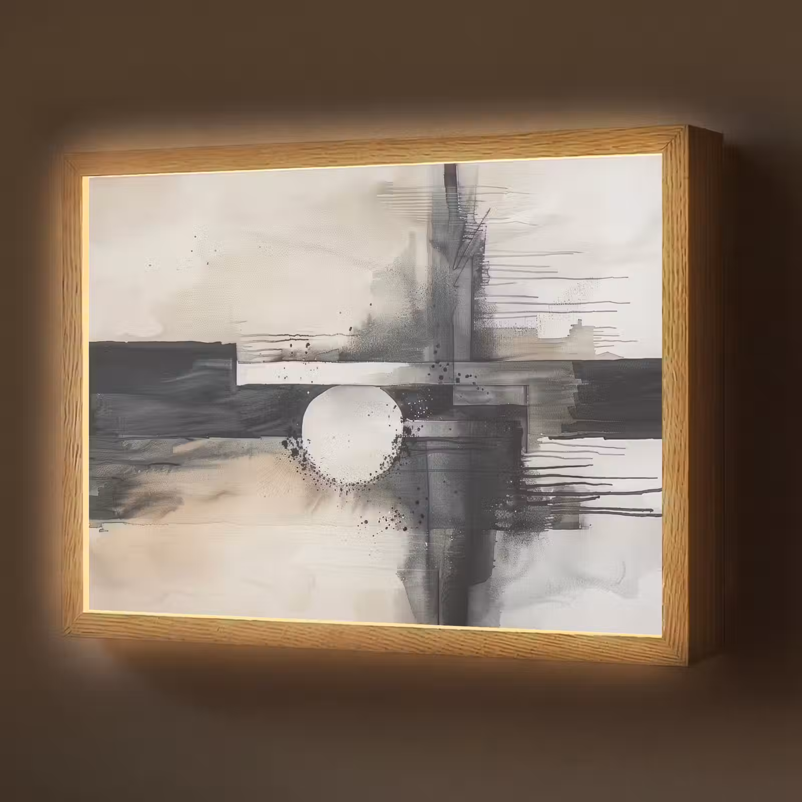 Lightbox - Wandlamp - Abstract - Zwart wit - Verf - Modern — 1