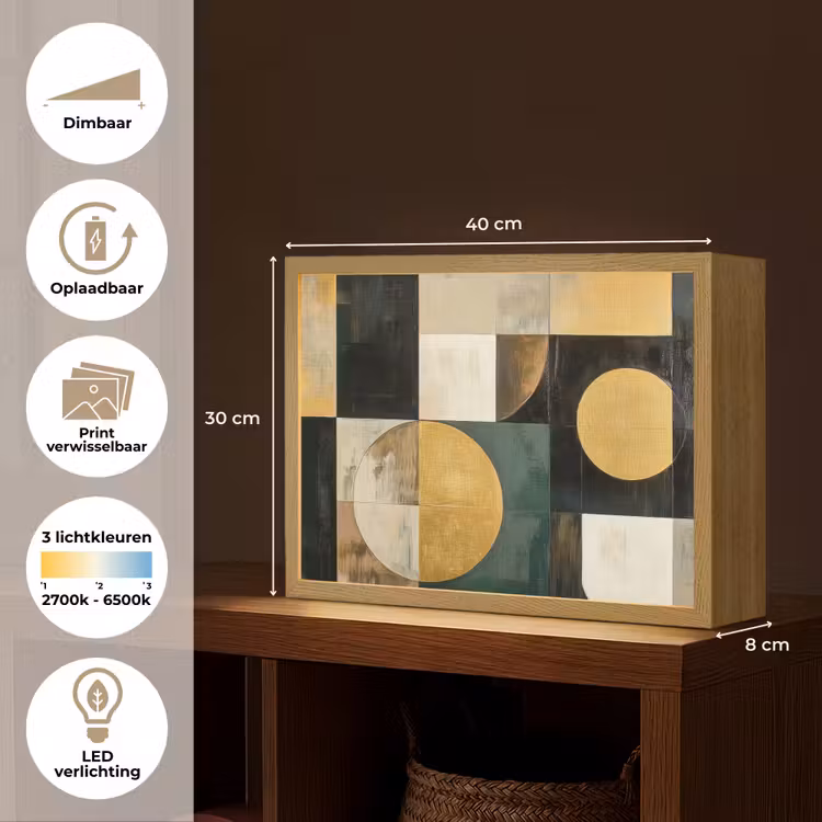 Lightbox - Wandlamp - Abstract - Goud - Brons - Vormen - Geometrisch — 10