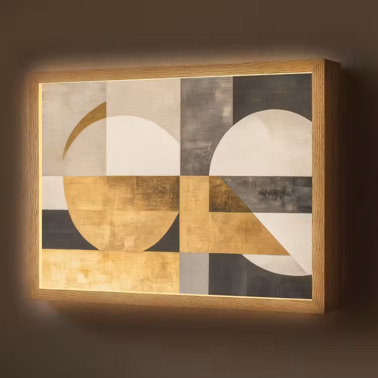 Lightbox - Wandlamp - Abstract - Goud - Grijs - Vormen - Geometrisch — 1