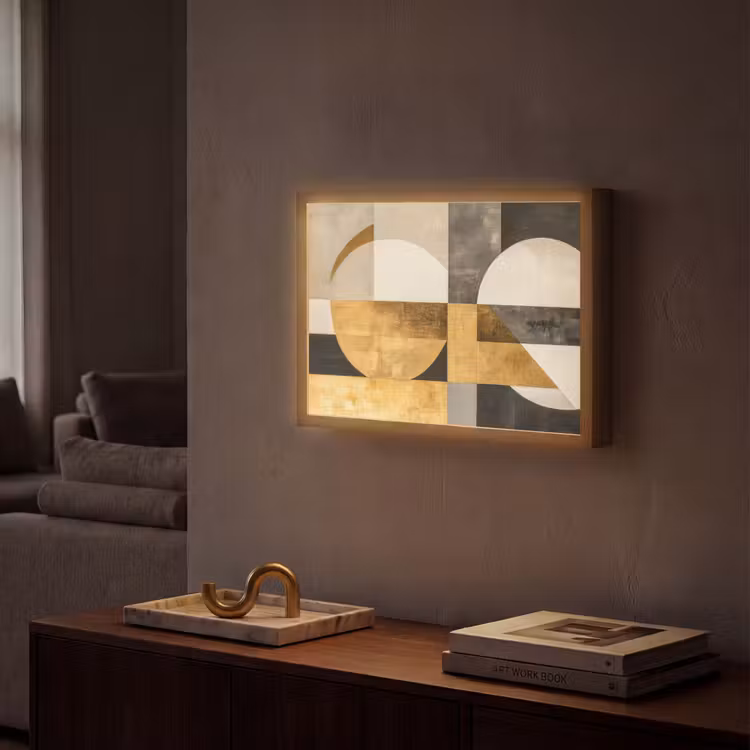 Lightbox - Wandlamp - Abstract - Goud - Grijs - Vormen - Geometrisch — 2