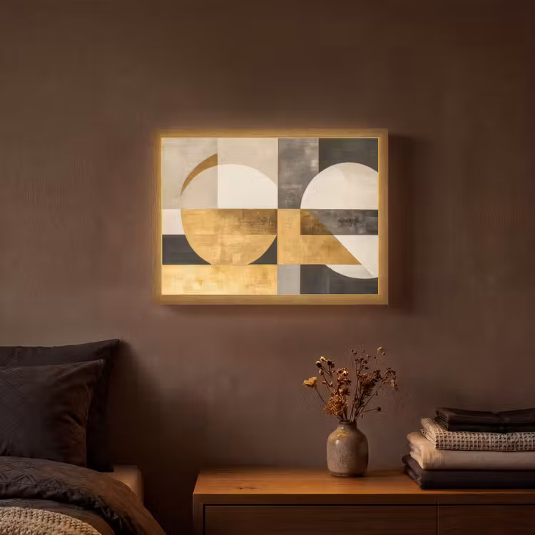 Lightbox - Wandlamp - Abstract - Goud - Grijs - Vormen - Geometrisch — 3