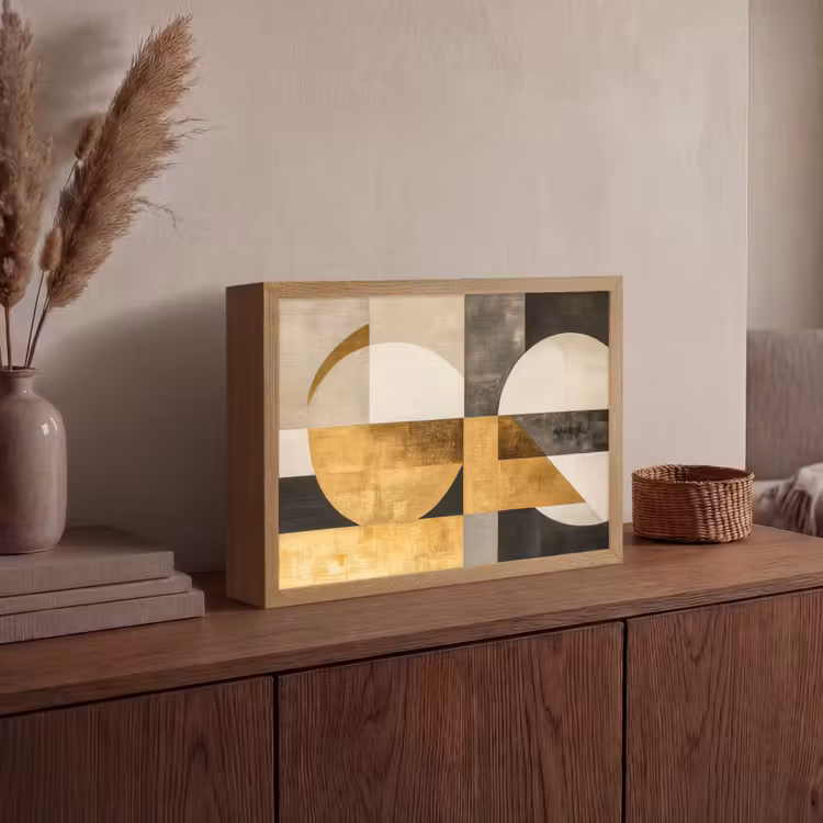 Lightbox - Wandlamp - Abstract - Goud - Grijs - Vormen - Geometrisch — 4