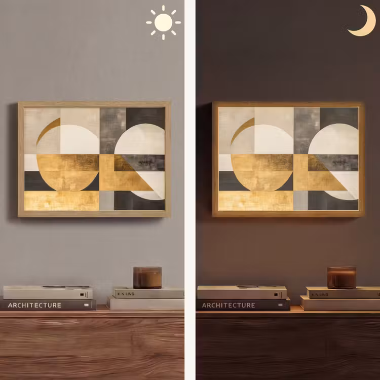 Lightbox - Wandlamp - Abstract - Goud - Grijs - Vormen - Geometrisch — 6