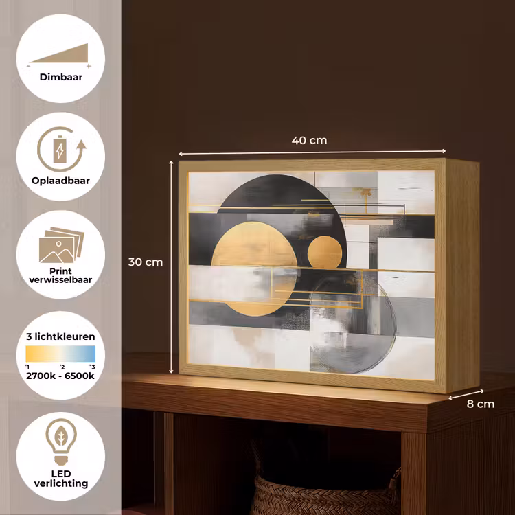 Lightbox - Wandlamp - Abstract - Goud - Zilver - Vormen - Aesthetic - Modern — 10
