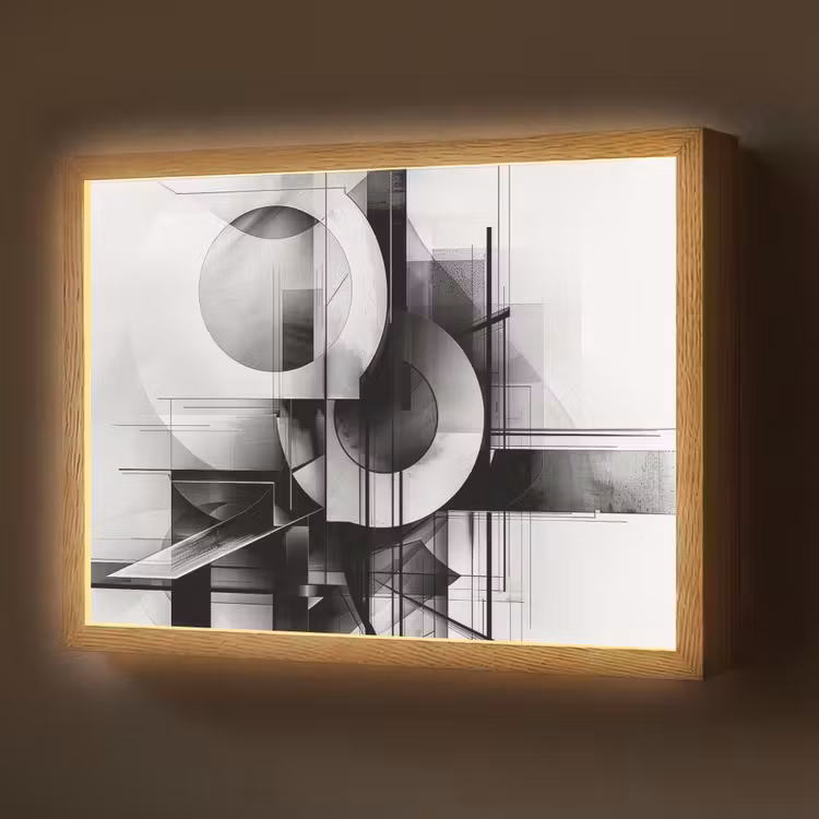 Lightbox - Wandlamp - Abstract - Kunst - Modern - Zwart wit — 1