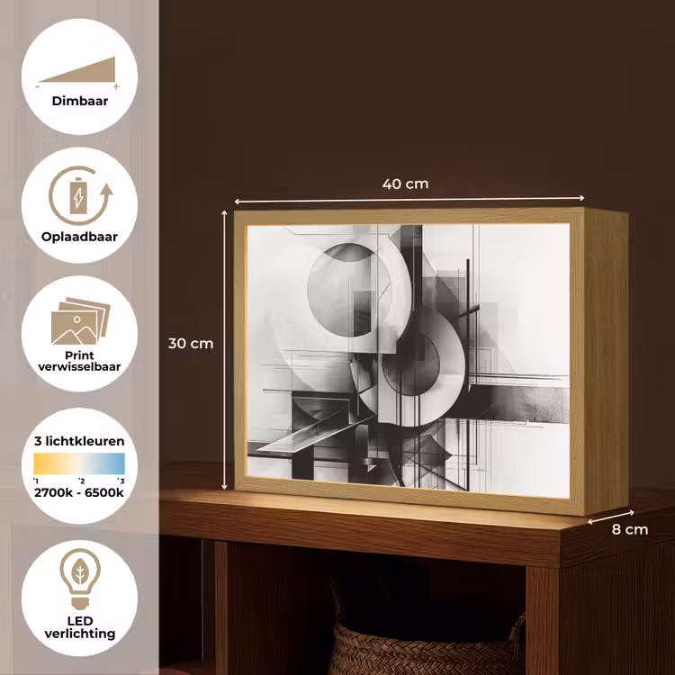 Lightbox - Wandlamp - Abstract - Kunst - Modern - Zwart wit — 10