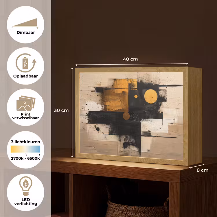 Lightbox - Wandlamp - Abstract - Zwart - Goud - Modern — 10