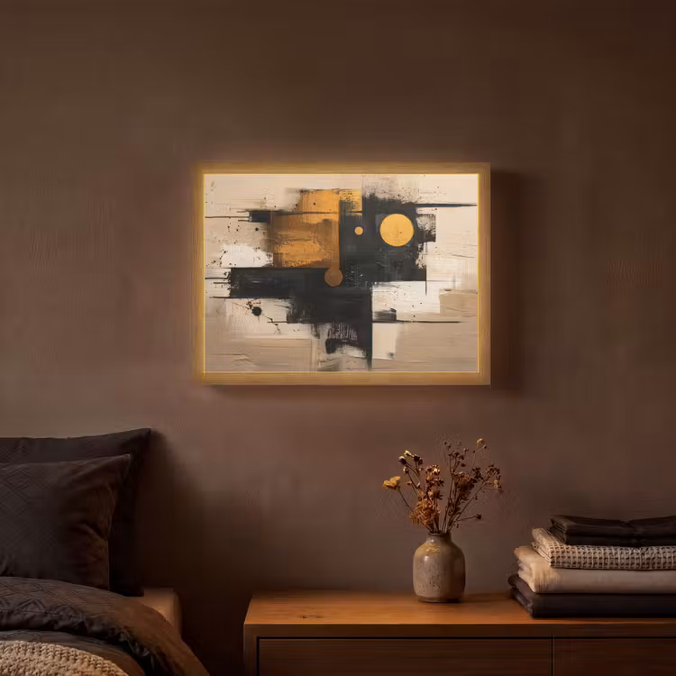 Lightbox - Wandlamp - Abstract - Zwart - Goud - Modern — 3