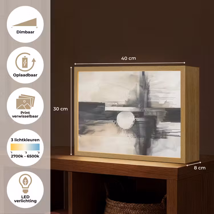 Lightbox - Wandlamp - Abstract - Zwart wit - Verf - Modern — 10