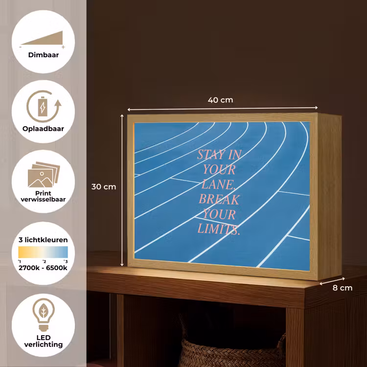Lightbox - Wandlamp - Atletiekbaan - Blauw - Tekst -Roze — 10