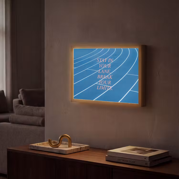 Lightbox - Wandlamp - Atletiekbaan - Blauw - Tekst -Roze — 2