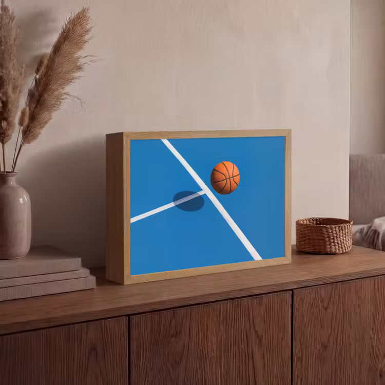 Lightbox - Wandlamp - Basket - Bal - Blauw - Zwevend — 4
