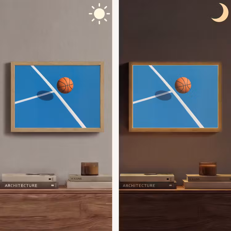 Lightbox - Wandlamp - Basket - Bal - Blauw - Zwevend — 6