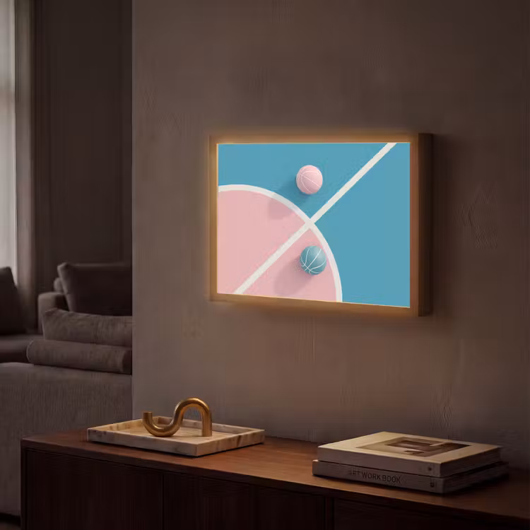 Lightbox - Wandlamp - Basketbal - Pastel - Roze - BLauw — 2