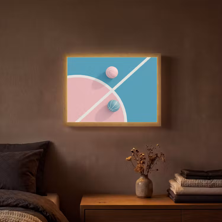 Lightbox - Wandlamp - Basketbal - Pastel - Roze - BLauw — 3