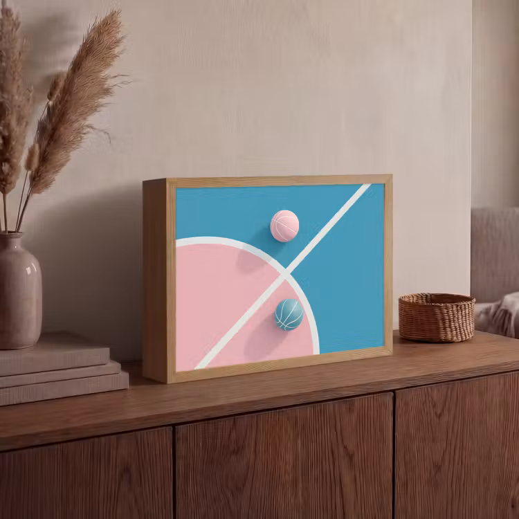 Lightbox - Wandlamp - Basketbal - Pastel - Roze - BLauw — 4