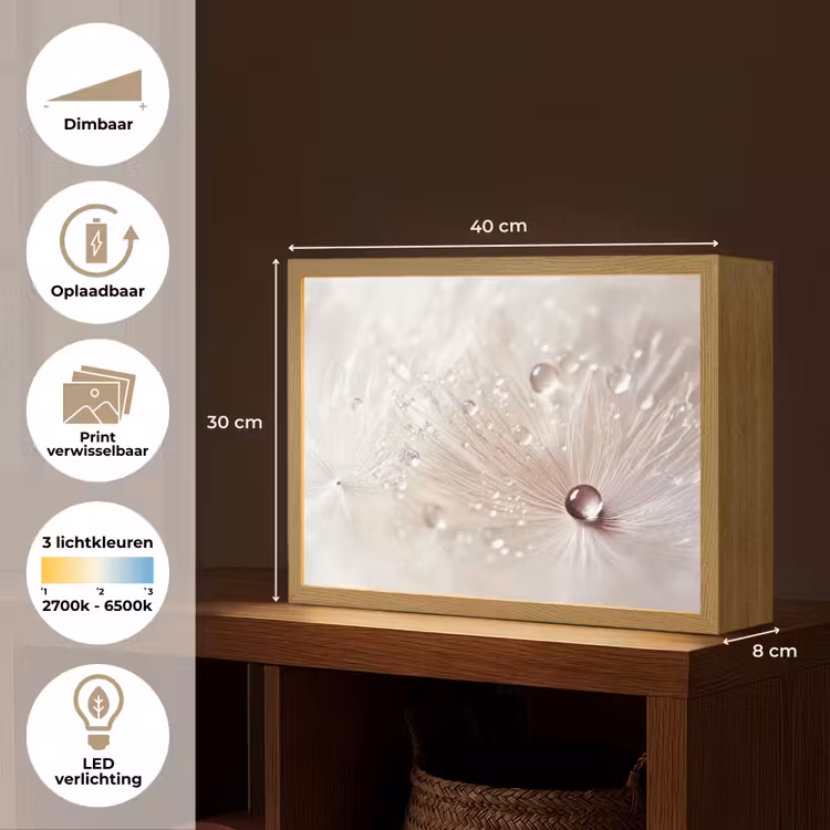 Lightbox - Wandlamp - Bloem - Abstract - Wit - Water - Natuur — 10