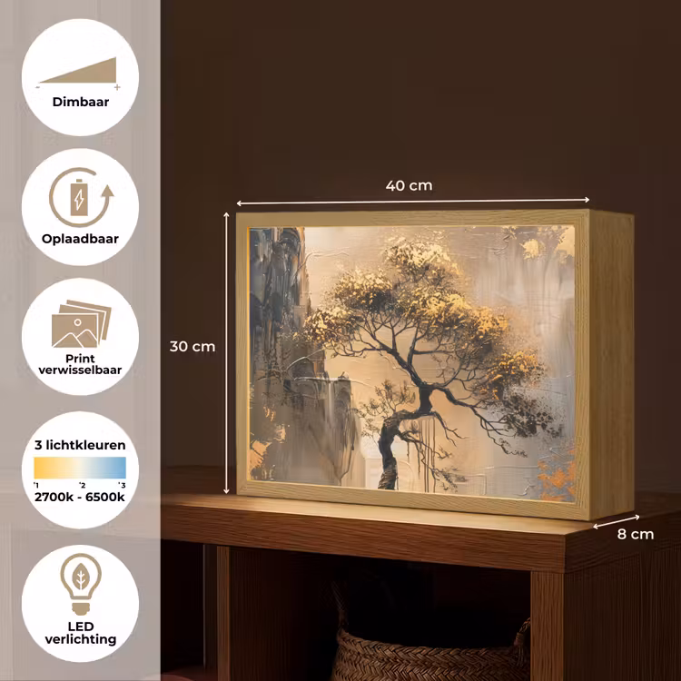 Lightbox - Wandlamp - Boom - Goud - Landschap - Verf — 10