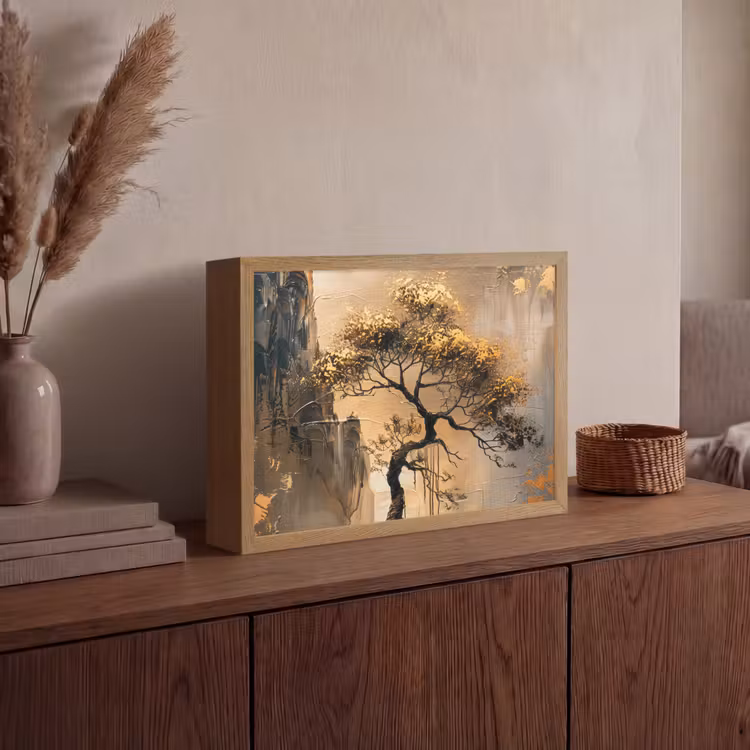 Lightbox - Wandlamp - Boom - Goud - Landschap - Verf — 4