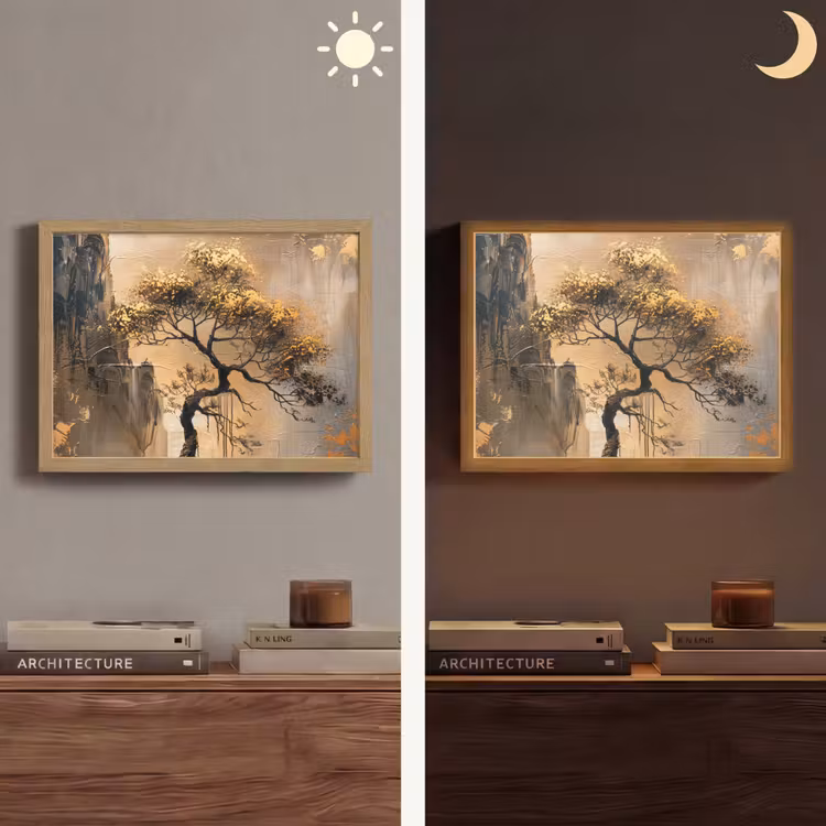 Lightbox - Wandlamp - Boom - Goud - Landschap - Verf — 6