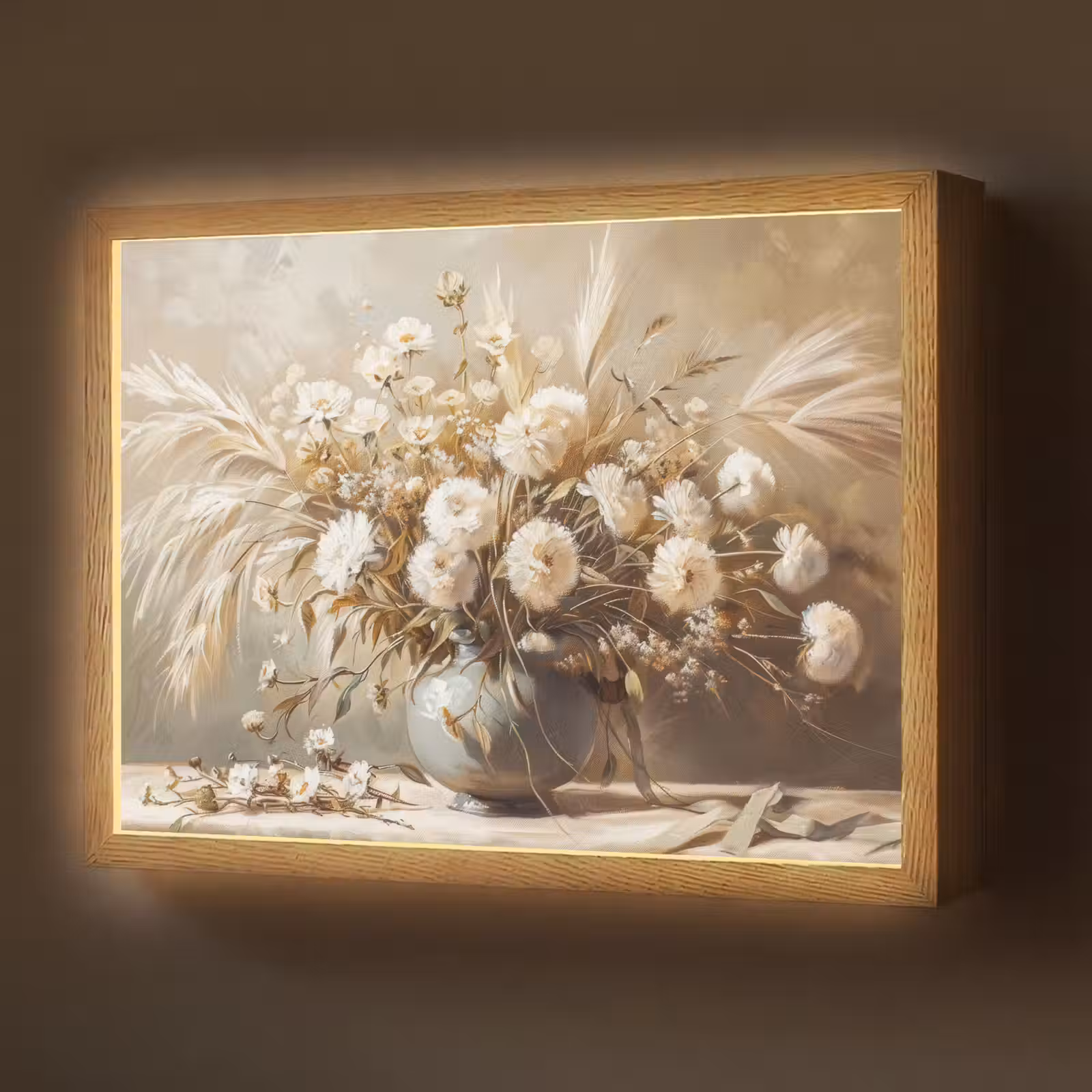 Lightbox - Wandlamp - Bloemen - Vaas - Stilleven - Beige — 1