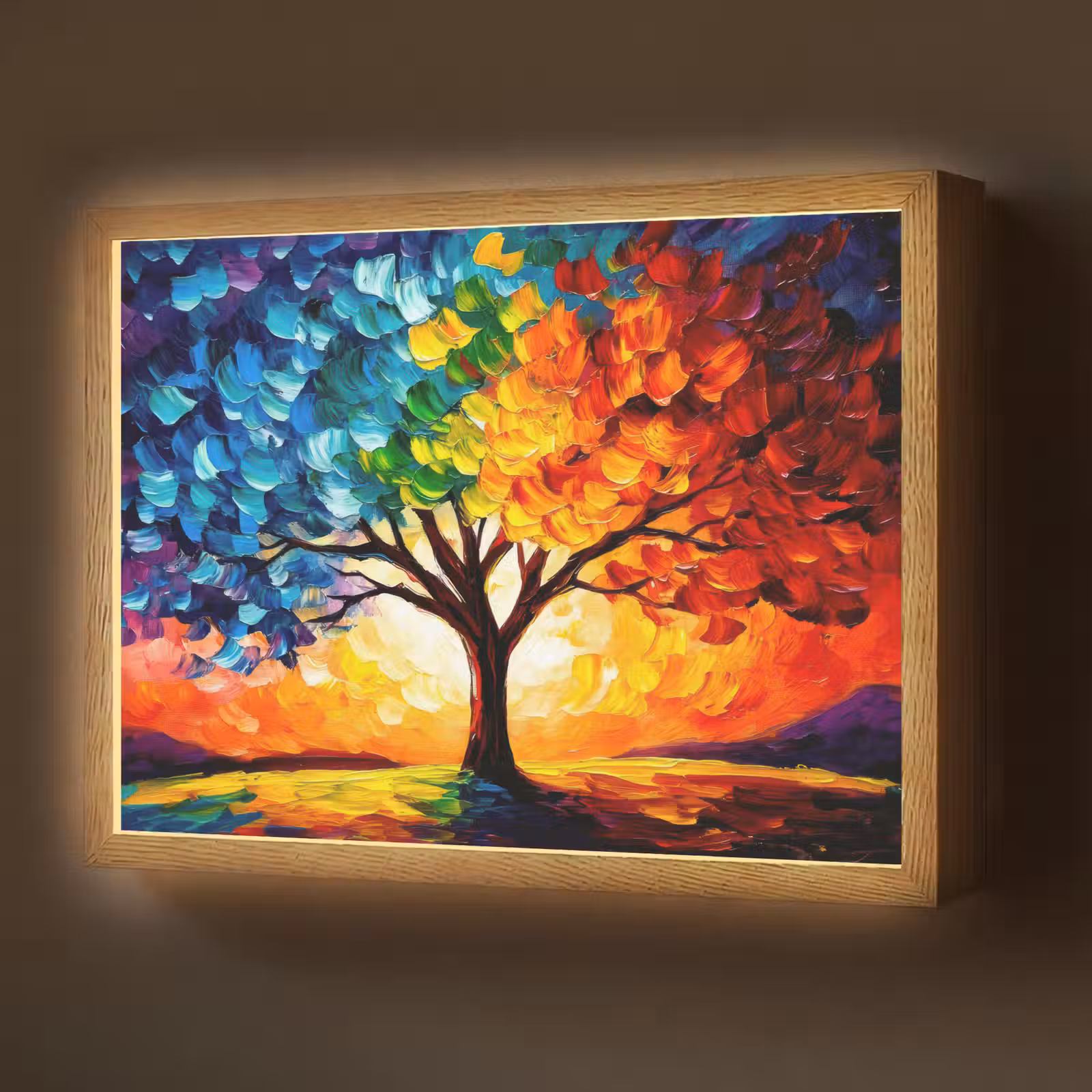 Lightbox - Wandlamp - Boom - Kunst - Natuur - Zonsondergang — 1