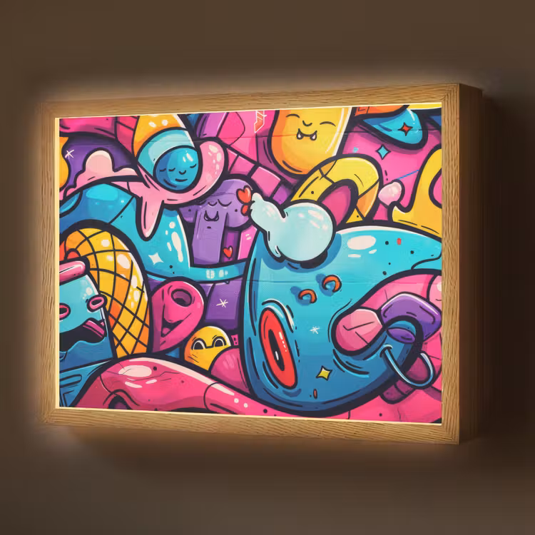 Lightbox - Wandlamp - Abstract - Neon - Design - Kleurrijk - Graffiti — 1