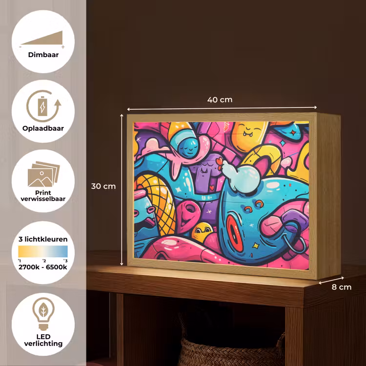 Lightbox - Wandlamp - Abstract - Neon - Design - Kleurrijk - Graffiti — 10