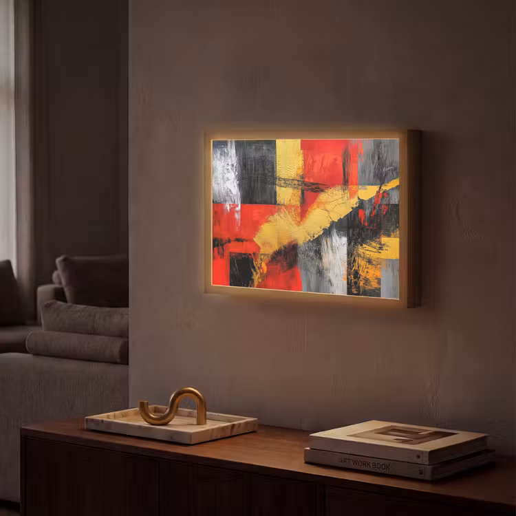 Lightbox - Wandlamp - Abstracte kunst - Goud - Zwart — 2