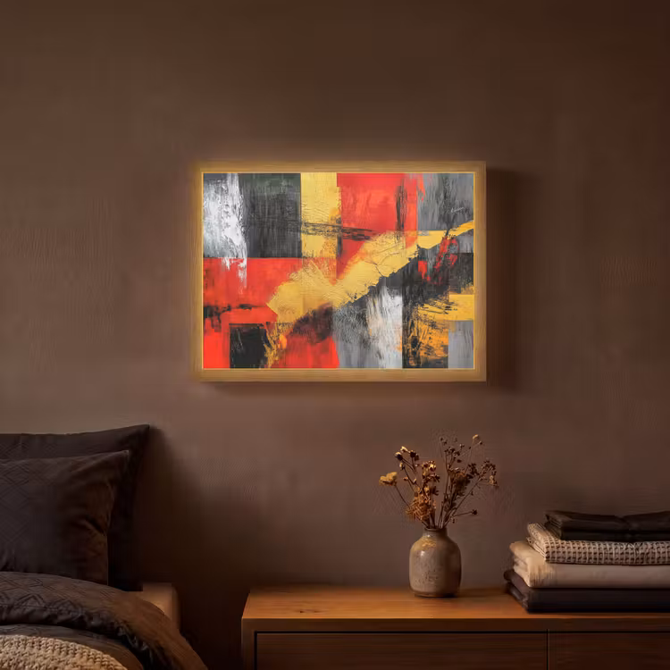 Lightbox - Wandlamp - Abstracte kunst - Goud - Zwart — 3
