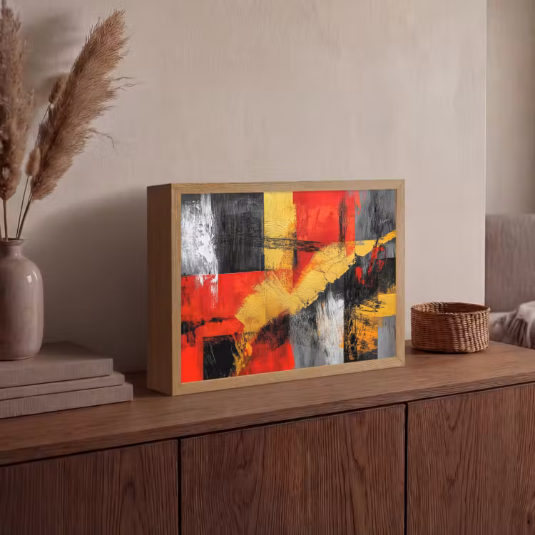 Lightbox - Wandlamp - Abstracte kunst - Goud - Zwart — 4