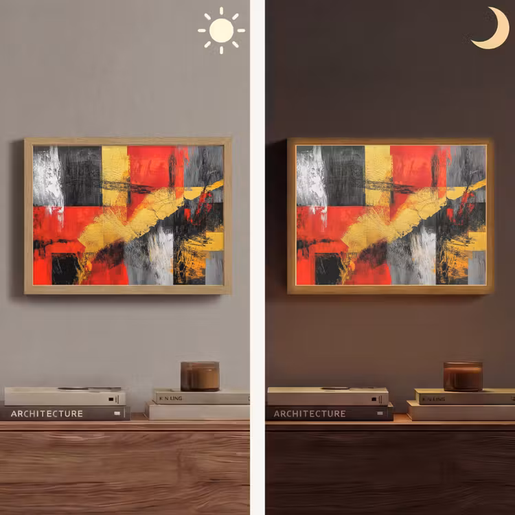 Lightbox - Wandlamp - Abstracte kunst - Goud - Zwart — 6