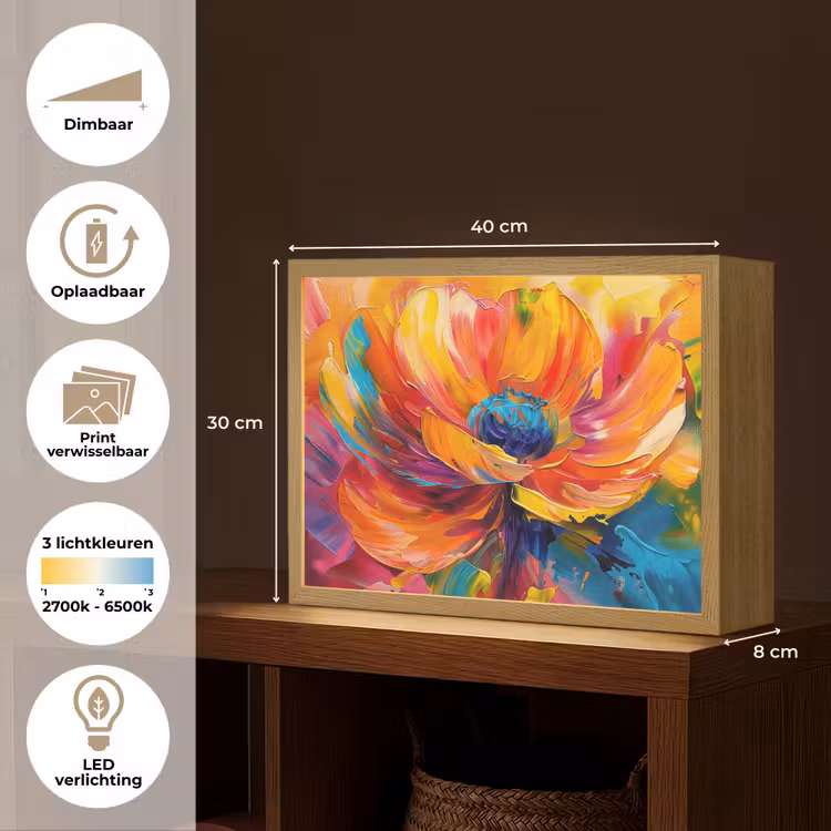 Lightbox - Wandlamp - Bloem - Verflook - Modern - Abstract - Kleuren — 10