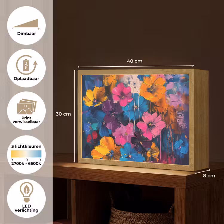 Lightbox - Wandlamp - Bloemen - Kleurrijk - Abstract - Modern — 10