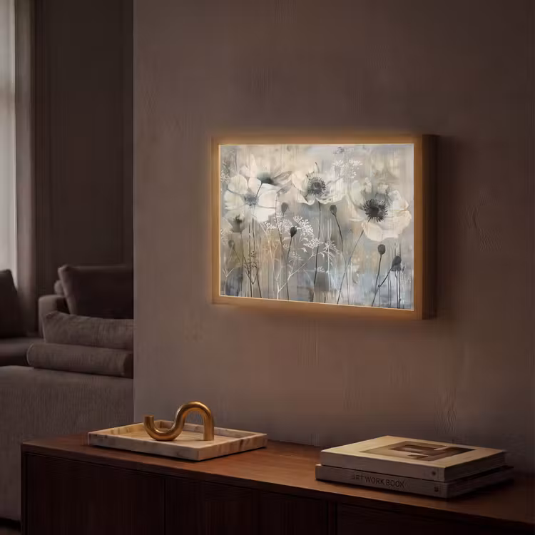 Lightbox - Wandlamp - Bloemen - Planten - Grijs - Abstract — 2